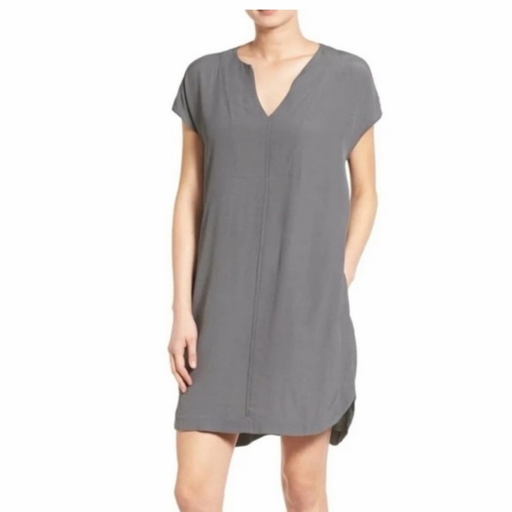 Madewell Du Jour Mini Shift Dress Gray Size Small.